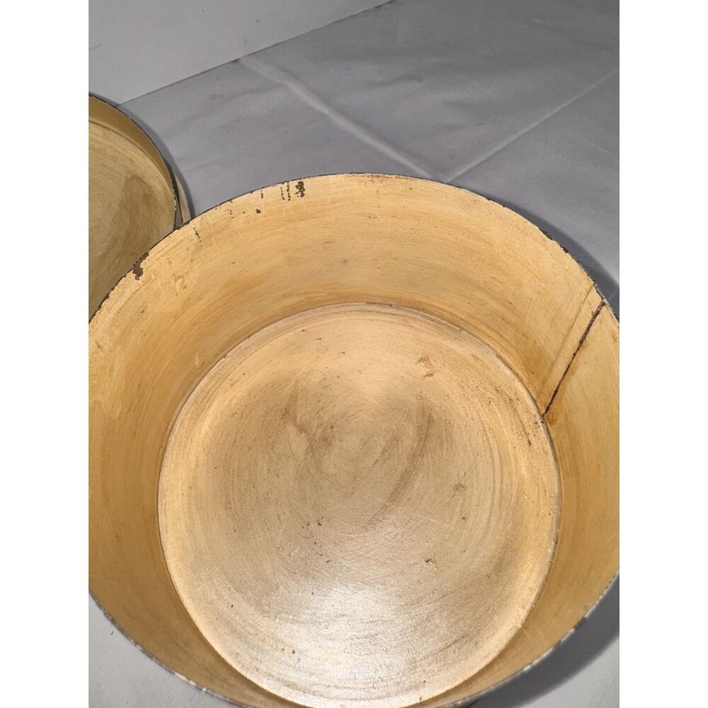 Vintage Gold & Silver Tin Round Storage Box With Lid Decorative Floral Scroll De - Picture 6 of 10